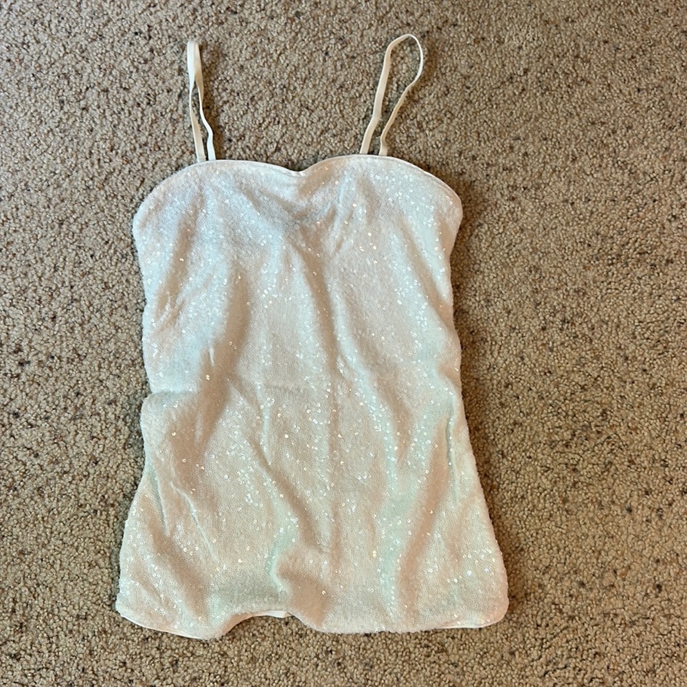 Express white sequin tank
